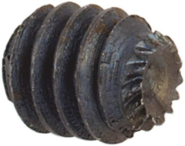 Unbrako - #4-48 UNF, 1/8" OAL, Knurled Cup Point Set Screw - Grade 8 Alloy Steel, 1/2" Key - Apex Tool & Supply