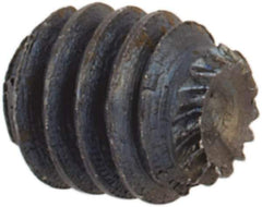 Unbrako - #4-48 UNF, 1/8" OAL, Knurled Cup Point Set Screw - Grade 8 Alloy Steel, 1/2" Key - Apex Tool & Supply