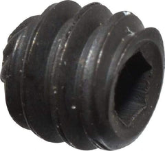 Unbrako - #6-32 UNC, 1/8" OAL, Knurled Cup Point Set Screw - Grade 8 Alloy Steel, 1/16" Key - Apex Tool & Supply