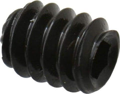 Unbrako - #6-32 UNC, 3/16" OAL, Knurled Cup Point Set Screw - Grade 8 Alloy Steel, 1/16" Key - Apex Tool & Supply