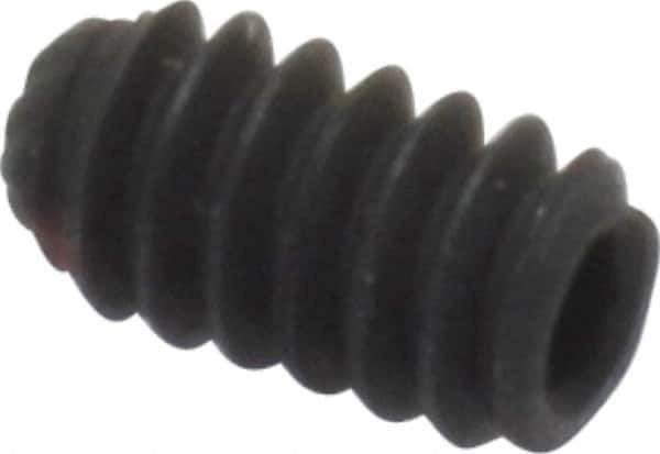 Unbrako - #6-32 UNC, 1/4" OAL, Knurled Cup Point Set Screw - Grade 8 Alloy Steel, 1/16" Key - Apex Tool & Supply