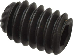 Unbrako - #8-32 UNC, 1/4" OAL, Knurled Cup Point Set Screw - Grade 8 Alloy Steel, 5/64" Key - Apex Tool & Supply