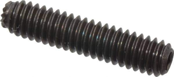 Unbrako - #8-32 UNC, 3/4" OAL, Knurled Cup Point Set Screw - Grade 8 Alloy Steel, 5/64" Key - Apex Tool & Supply