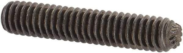 Unbrako - #8-32 UNC, 7/8" OAL, Knurled Cup Point Set Screw - Grade 8 Steel, 5/64" Key - Apex Tool & Supply