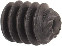 Unbrako - #10-24 UNC, 1/4" OAL, Knurled Cup Point Set Screw - Grade 8 Alloy Steel, 3/32" Key - Apex Tool & Supply
