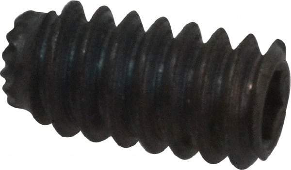 Unbrako - #10-24 UNC, 3/8" OAL, Knurled Cup Point Set Screw - Grade 8 Alloy Steel, 3/32" Key - Apex Tool & Supply