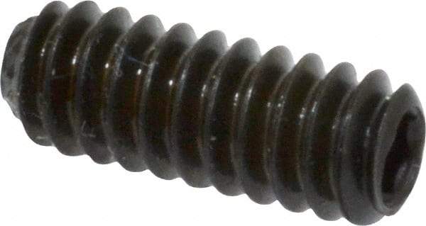 Unbrako - #10-24 UNC, 1/2" OAL, Knurled Cup Point Set Screw - Grade 8 Alloy Steel, 3/32" Key - Apex Tool & Supply