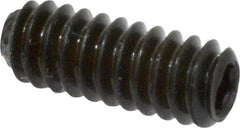Unbrako - #10-24 UNC, 1/2" OAL, Knurled Cup Point Set Screw - Grade 8 Alloy Steel, 3/32" Key - Apex Tool & Supply