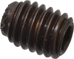 Unbrako - #10-32 UNF, 1/4" OAL, Knurled Cup Point Set Screw - Grade 8 Alloy Steel, 3/32" Key - Apex Tool & Supply