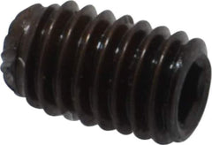 Unbrako - #10-32 UNF, 5/16" OAL, Knurled Cup Point Set Screw - Grade 8 Alloy Steel, 3/32" Key - Apex Tool & Supply