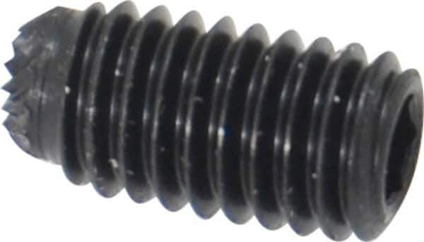 Unbrako - #10-32 UNF, 3/8" OAL, Knurled Cup Point Set Screw - Grade 8 Alloy Steel, 3/32" Key - Apex Tool & Supply
