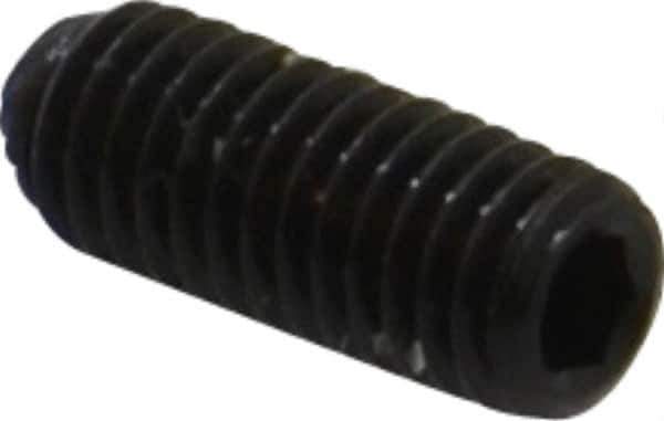Unbrako - #10-32 UNF, 1/2" OAL, Knurled Cup Point Set Screw - Grade 8 Alloy Steel, 3/32" Key - Apex Tool & Supply