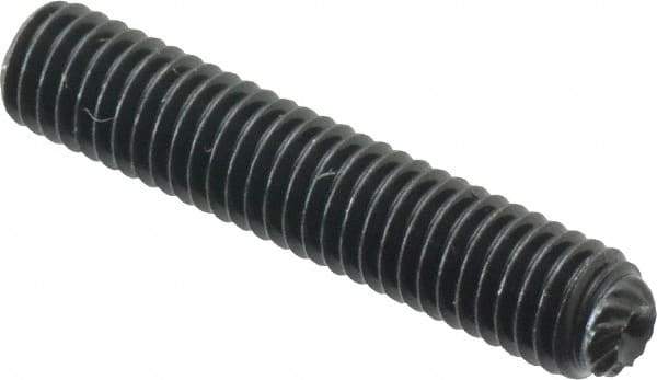 Unbrako - #10-32 UNF, 1" OAL, Knurled Cup Point Set Screw - Grade 8 Alloy Steel, 3/32" Key - Apex Tool & Supply
