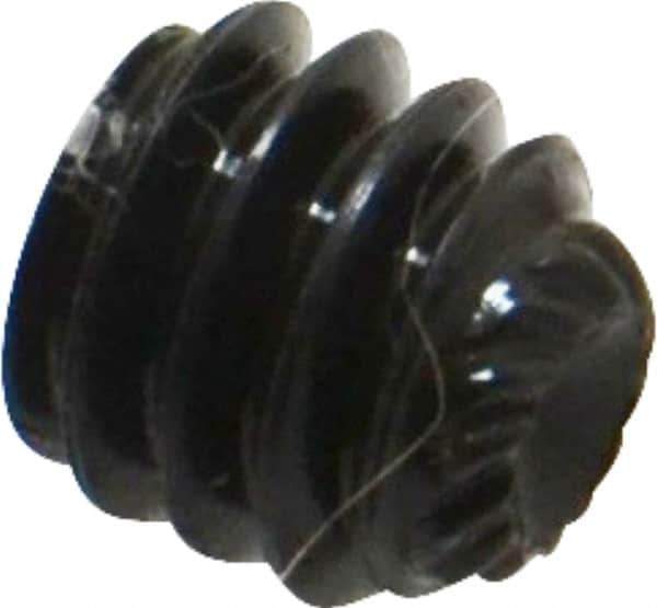 Unbrako - 1/4-20 UNC, 1/4" OAL, Knurled Cup Point Set Screw - Grade 8 Alloy Steel, 1/8" Key - Apex Tool & Supply