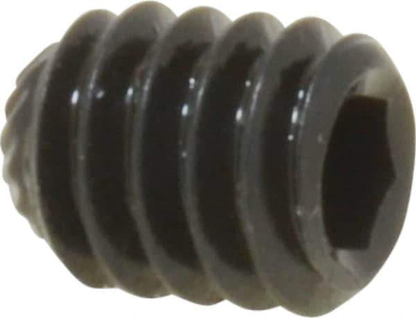 Unbrako - 1/4-20 UNC, 5/16" OAL, Knurled Cup Point Set Screw - Grade 8 Alloy Steel, 1/8" Key - Apex Tool & Supply