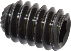 Unbrako - 1/4-20 UNC, 3/8" OAL, Knurled Cup Point Set Screw - Grade 8 Alloy Steel, 1/8" Key - Apex Tool & Supply
