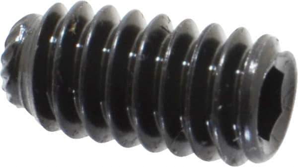 Unbrako - 1/4-20 UNC, 1/2" OAL, Knurled Cup Point Set Screw - Grade 8 Alloy Steel, 1/8" Key - Apex Tool & Supply