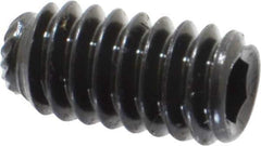 Unbrako - 1/4-20 UNC, 1/2" OAL, Knurled Cup Point Set Screw - Grade 8 Alloy Steel, 1/8" Key - Apex Tool & Supply