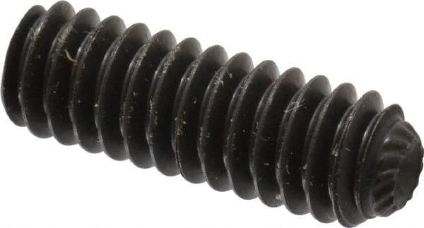 Unbrako - 1/4-20 UNC, 3/4" OAL, Knurled Cup Point Set Screw - Grade 8 Alloy Steel, 1/8" Key - Apex Tool & Supply