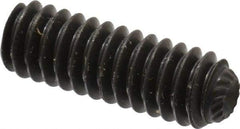Unbrako - 1/4-20 UNC, 3/4" OAL, Knurled Cup Point Set Screw - Grade 8 Alloy Steel, 1/8" Key - Apex Tool & Supply