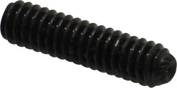 Unbrako - 1/4-20 UNC, 1" OAL, Knurled Cup Point Set Screw - Grade 8 Alloy Steel, 1/8" Key - Apex Tool & Supply