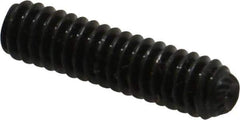 Unbrako - 1/4-20 UNC, 1" OAL, Knurled Cup Point Set Screw - Grade 8 Alloy Steel, 1/8" Key - Apex Tool & Supply