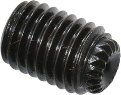 Unbrako - 1/4-28 UNF, 3/8" OAL, Knurled Cup Point Set Screw - Grade 8 Alloy Steel, 1/8" Key - Apex Tool & Supply