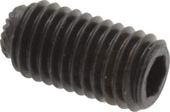 Unbrako - 1/4-28 UNF, 1/2" OAL, Knurled Cup Point Set Screw - Grade 8 Alloy Steel, 1/8" Key - Apex Tool & Supply