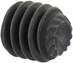 Unbrako - 5/16-18 UNC, 5/16" OAL, Knurled Cup Point Set Screw - Grade 8 Alloy Steel, 5/32" Key - Apex Tool & Supply