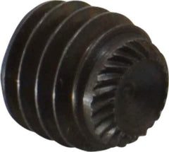 Unbrako - 3/8-16 UNC, 3/8" OAL, Knurled Cup Point Set Screw - Grade 8 Alloy Steel, 3/16" Key - Apex Tool & Supply