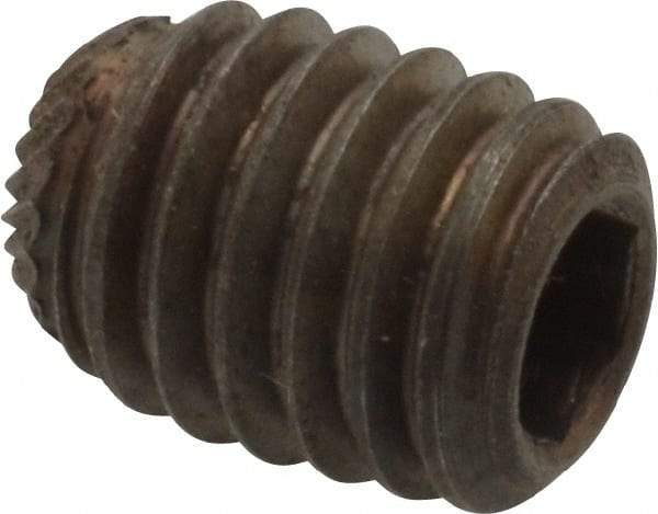 Unbrako - 3/8-16 UNC, 1/2" OAL, Knurled Cup Point Set Screw - Grade 8 Alloy Steel, 3/16" Key - Apex Tool & Supply