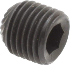 Unbrako - 3/8-24 UNF, 3/8" OAL, Knurled Cup Point Set Screw - Grade 8 Alloy Steel, 3/16" Key - Apex Tool & Supply