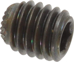 Unbrako - 7/16-14 UNC, 1/2" OAL, Knurled Cup Point Set Screw - Grade 8 Alloy Steel, 7/32" Key - Apex Tool & Supply