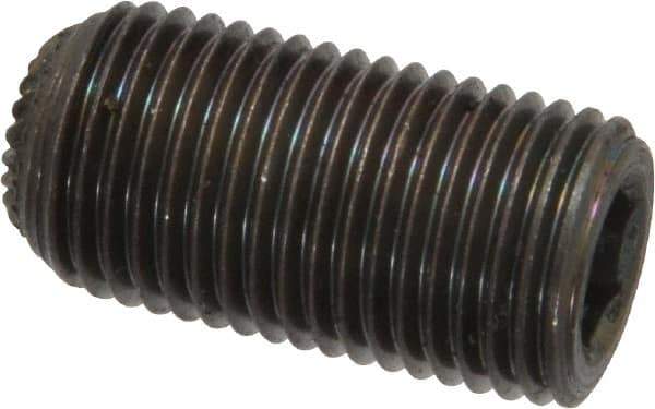Unbrako - 1/2-20 UNF, 1" OAL, Knurled Cup Point Set Screw - Grade 8 Alloy Steel, 1/4" Key - Apex Tool & Supply
