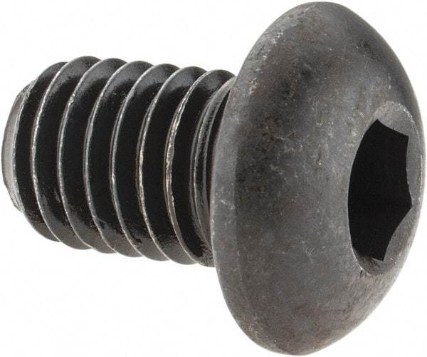 Made in USA - 1/2-13 UNC Hex Socket Drive, Button Screw - Alloy Steel, Black Oxide Finish, Fully Threaded, 3/4" Length Under Head - Apex Tool & Supply