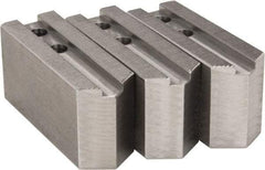 H & R Manufacturing - 1.5mm x 60° Serrated Attachment, Square Soft Lathe Chuck Jaw - 3 Jaws, Steel, 1.181" Btw Mount Hole Ctrs, 5" Long x 1-3/4" Wide x 2-1/2" High, 0.63" Groove, 12mm Fastener - Apex Tool & Supply