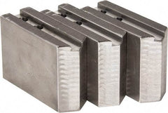 H & R Manufacturing - 1.5mm x 60° Serrated Attachment, Square Soft Lathe Chuck Jaw - 3 Jaws, Steel, 1.181" Btw Mount Hole Ctrs, 5" Long x 1-3/4" Wide x 3-1/2" High, 0.63" Groove, 12mm Fastener - Apex Tool & Supply