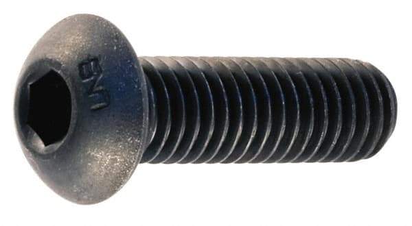 Unbrako - 1/4-28 UNF Hex Socket Drive, Button Screw - Alloy Steel, Black Oxide Finish, 5/8" Length Under Head - Apex Tool & Supply