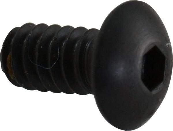 Unbrako - #4-40 UNC Hex Socket Drive, Button Screw - Alloy Steel, Black Oxide Finish, 1/4" Length Under Head - Apex Tool & Supply