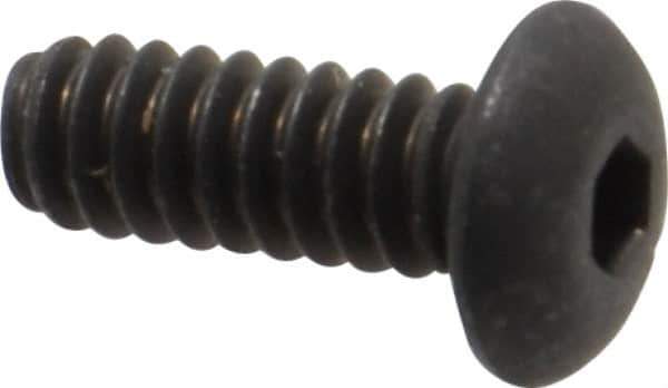 Unbrako - #6-32 UNC Hex Socket Drive, Button Screw - Alloy Steel, Black Oxide Finish, 3/8" Length Under Head - Apex Tool & Supply