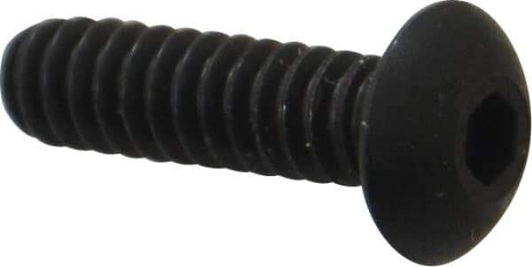 Unbrako - #6-32 UNC Hex Socket Drive, Button Screw - Alloy Steel, Black Oxide Finish, 1/2" Length Under Head - Apex Tool & Supply