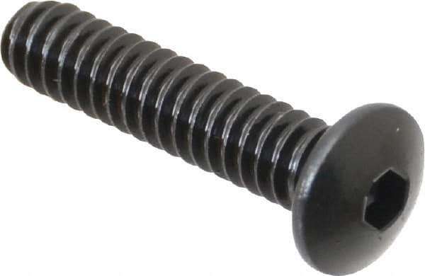 Unbrako - #6-32 UNC Hex Socket Drive, Button Screw - Alloy Steel, Black Oxide Finish, 5/8" Length Under Head - Apex Tool & Supply