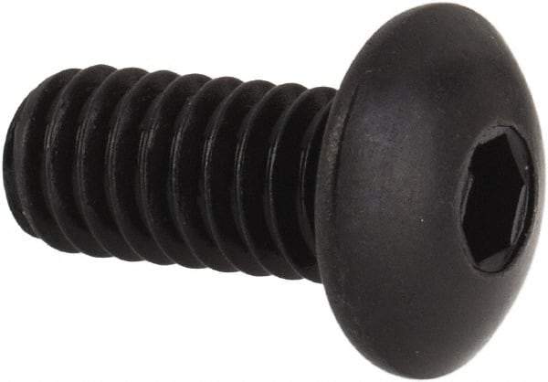 Unbrako - #8-32 UNC Hex Socket Drive, Button Screw - Alloy Steel, Black Oxide Finish, 3/8" Length Under Head - Apex Tool & Supply