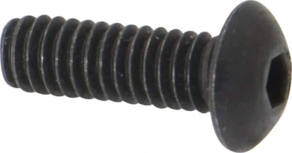 Unbrako - #8-32 UNC Hex Socket Drive, Button Screw - Alloy Steel, Black Oxide Finish, 1/2" Length Under Head - Apex Tool & Supply