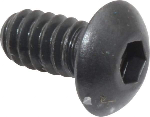 Unbrako - #10-24 UNC Hex Socket Drive, Button Screw - Alloy Steel, Black Oxide Finish, 3/8" Length Under Head - Apex Tool & Supply
