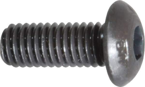 Unbrako - #10-32 UNF Hex Socket Drive, Button Screw - Alloy Steel, Black Oxide Finish, 1/2" Length Under Head - Apex Tool & Supply