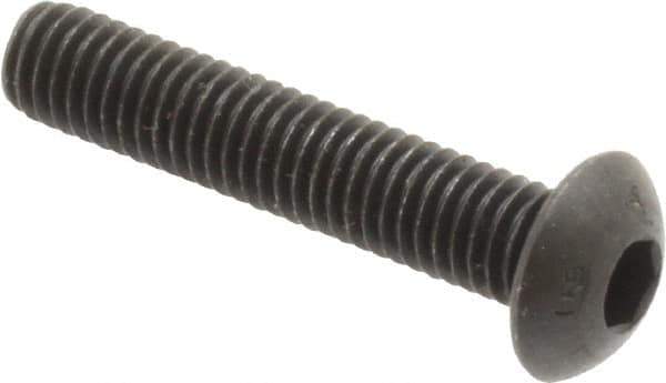 Unbrako - #10-32 UNF Hex Socket Drive, Button Screw - Alloy Steel, Black Oxide Finish, 1" Length Under Head - Apex Tool & Supply