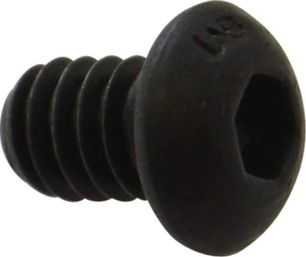 Unbrako - 1/4-20 UNC Hex Socket Drive, Button Screw - Alloy Steel, Black Oxide Finish, 3/8" Length Under Head - Apex Tool & Supply