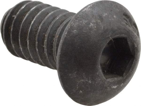 Unbrako - 1/4-20 UNC Hex Socket Drive, Button Screw - Alloy Steel, Black Oxide Finish, 1/2" Length Under Head - Apex Tool & Supply