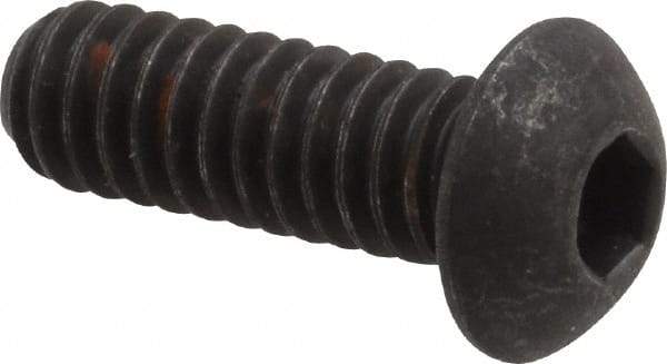 Unbrako - 1/4-20 UNC Hex Socket Drive, Button Screw - Alloy Steel, Black Oxide Finish, 3/4" Length Under Head - Apex Tool & Supply